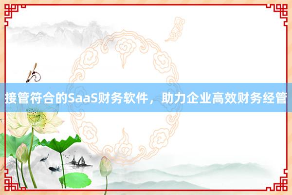 接管符合的SaaS财务软件，助力企业高效财务经管