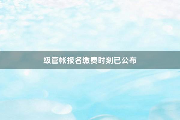 级管帐报名缴费时刻已公布