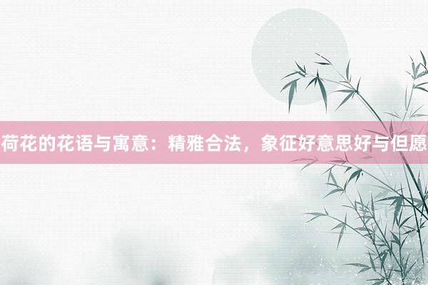 荷花的花语与寓意：精雅合法，象征好意思好与但愿